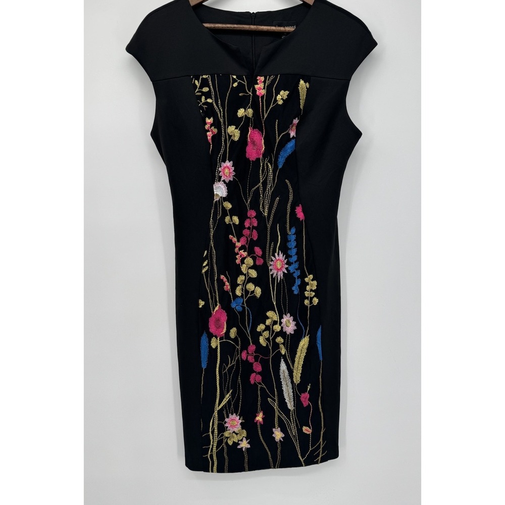 Connected Apparel Floral Embroidered Dress Black 10 Party New‎ Year Evening Gown